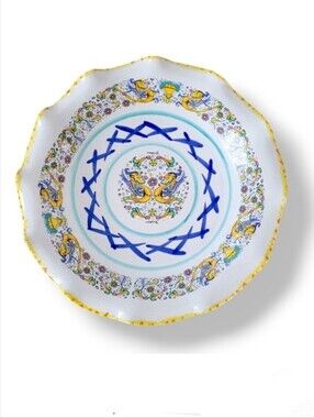 Deruta Italy Raffaellesco Large Ruffled Pasta Bowl 12.5” Hand Painted